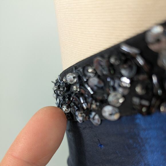 Vintage Prom Dress Maxi Gown 10 Black Goth Glam Y2K Strapless Mermaid Flirt - Picture 9 of 10